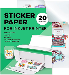 Glossy white vinyl sticker paper, 20 sheets