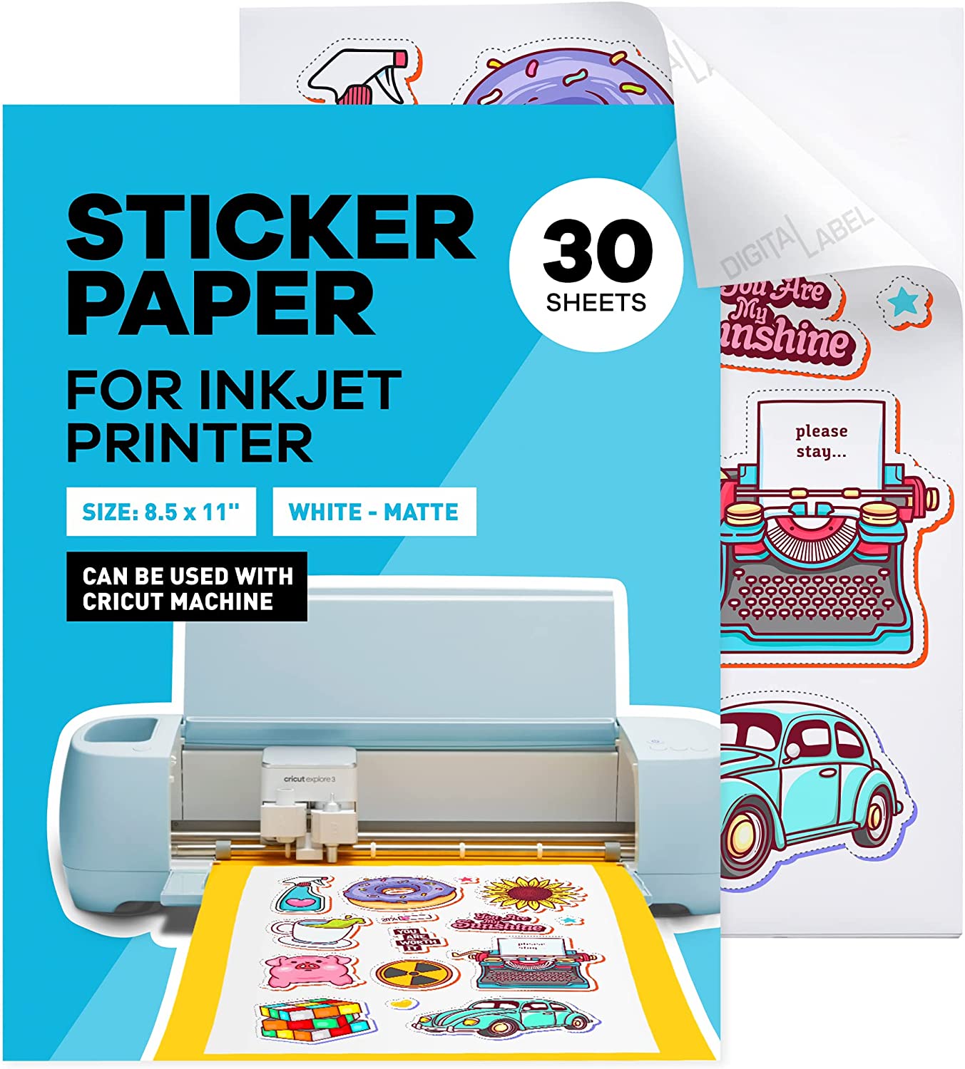 White Sticker Paper – Inkjet Printer – Matte Finish – 20 Sheets